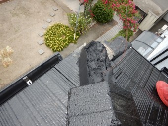 二階の隅巴を一度撤去した時の写真