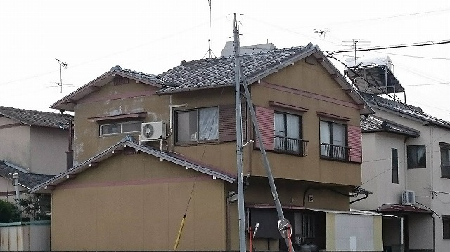 香川県高松市の在来木造一般住宅屋根瓦葺き替え工事現場調査 北東面