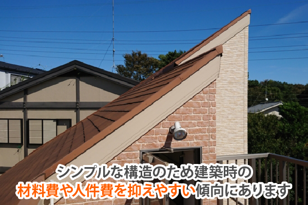 シンプルな構造のため建築時の材料費や人件費を抑えやすい傾向にあります